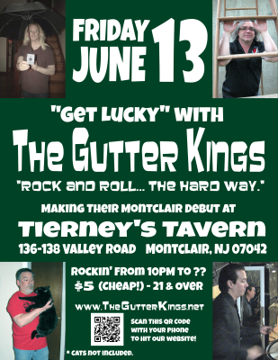 Flyer for Gutter Kings gig 13Jun2014 Montclair, NJ