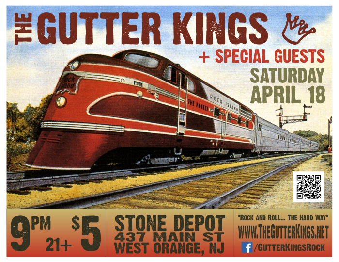 Updated Flyer for Gutter Kings gig 18Apr2015 West Orange, NJ