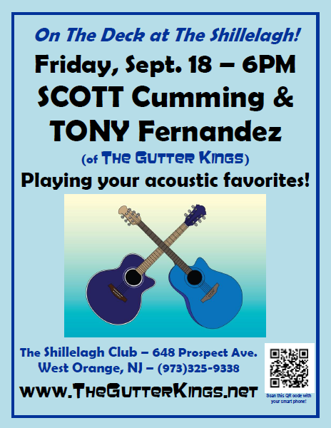 Flyer for Scott & Tony Acoustic 18Sep2015 West Orange, NJ