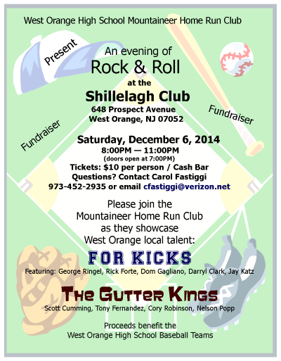 Flyer for Gutter Kings gig 6Dec2014 West Orange, NJ