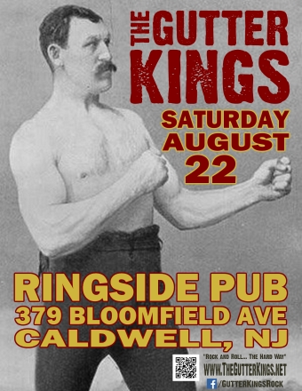 Flyer for Gutter Kings gig 8Aug2015 Caldwell, NJ